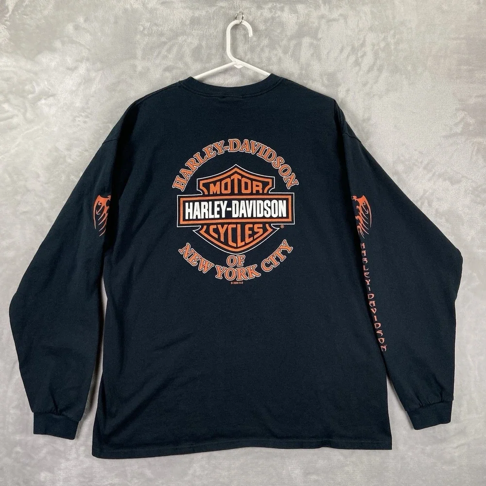 VTG Harley Davidson Shirt Mens XL Long Sleeve NYC Graphic Tee USA Made 2000 Y2K